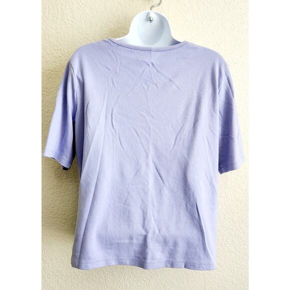 Draper's & Damon's Purple V Neck Top PM Lightweight Short Sleeves Stretch Soft - Picture 3 of 5
